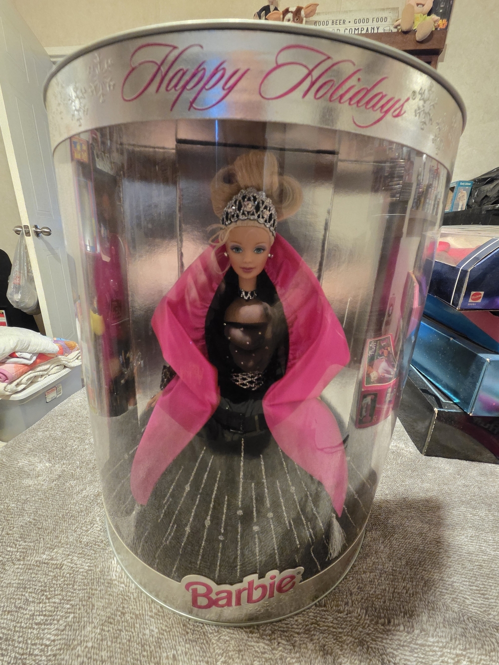 Barbie Holiday Doll in Pink Cape and Black Gown
